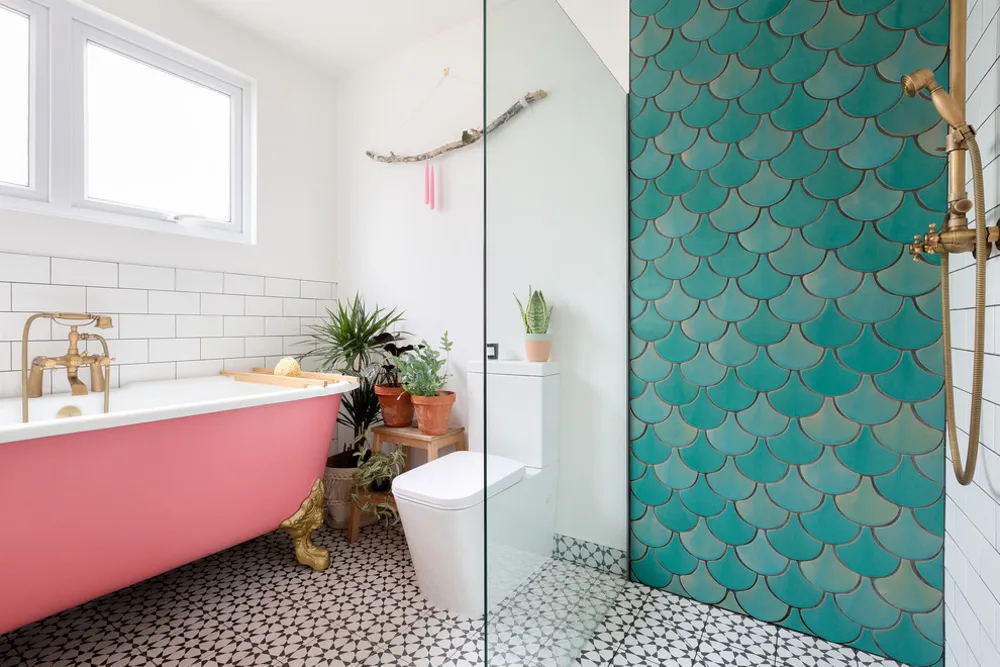 Birmingham House ¦ Fish Scale Tiles ¦ Sea Green and Jade Color