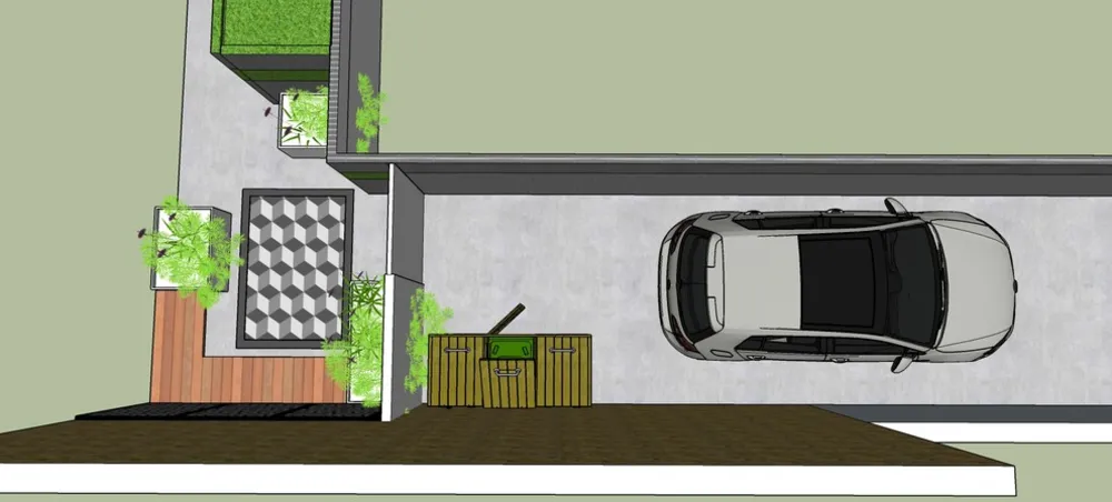 Půdorysná vizualizace prostoru ve tvaru L.