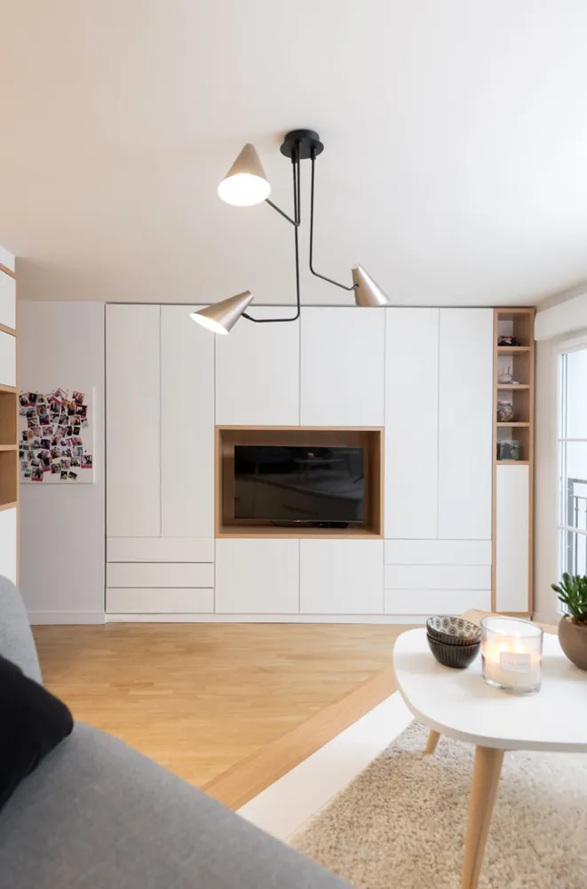 UN STUDIO COCOONING – Rénovation d’une petite surface/mobiliers sur-mesure