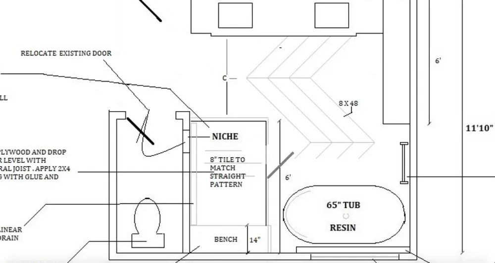 Estilo de casa de campo moderna para un baño principal de Carolina del Norte