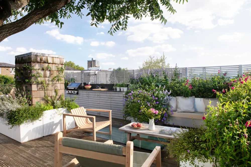 Salon oturma düzeni bitkiler arasında yer alır.