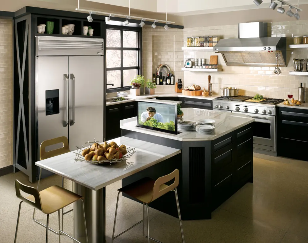 Hidden TV in Kitchen Island