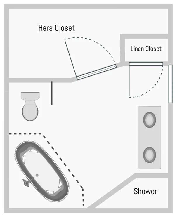 Hauptbadezimmer / Ihr Kleiderschrank - VORHER Grundriss