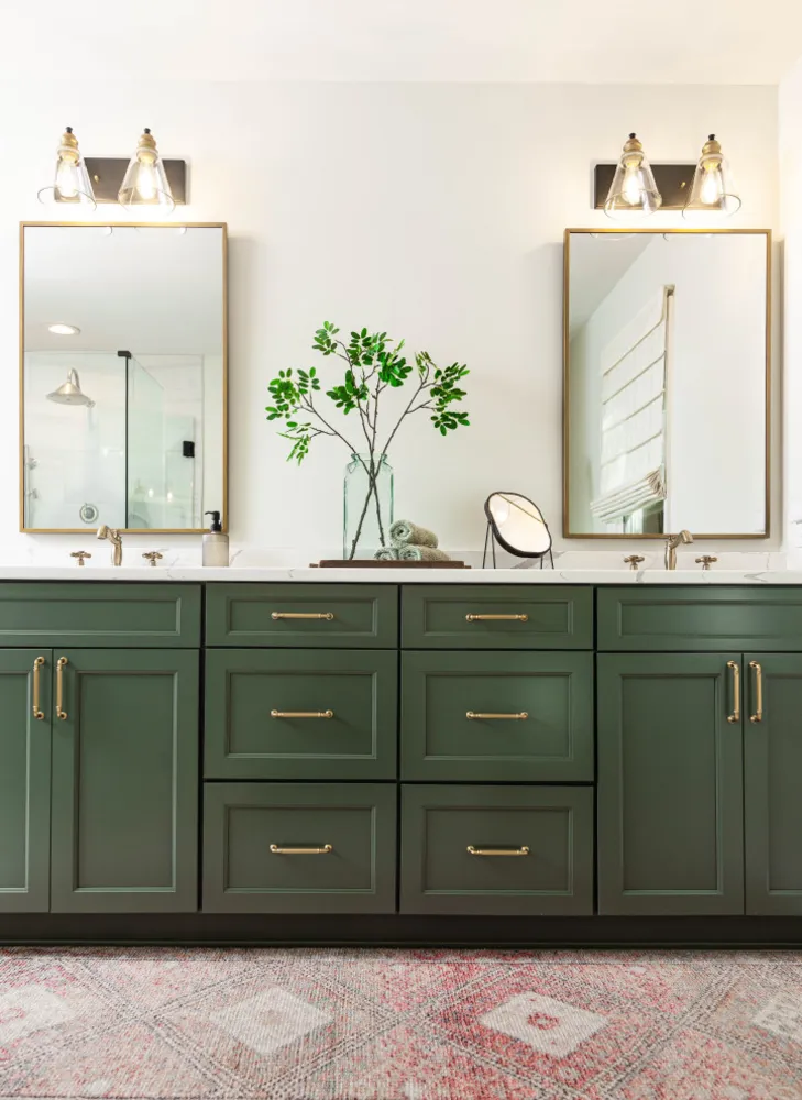 Sage Green Cabinet Master Bathroom Remodel