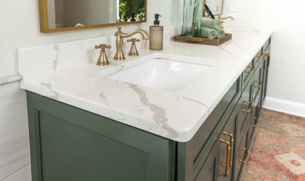 Sage Green Cabinet Master Bathroom Remodel