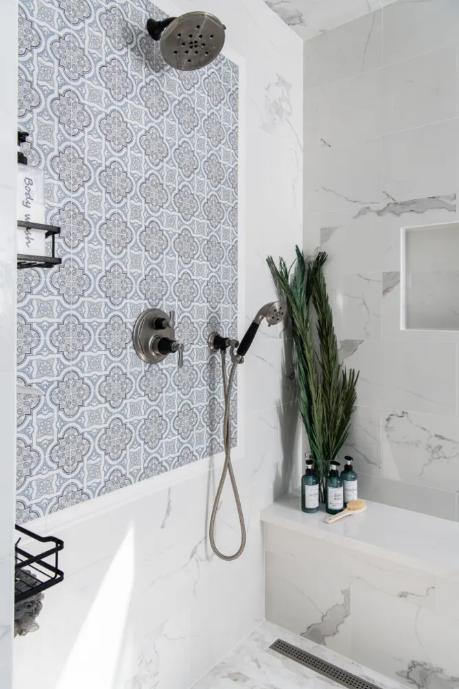 Wall Mount Shower Kit and a Marble Accent Inset