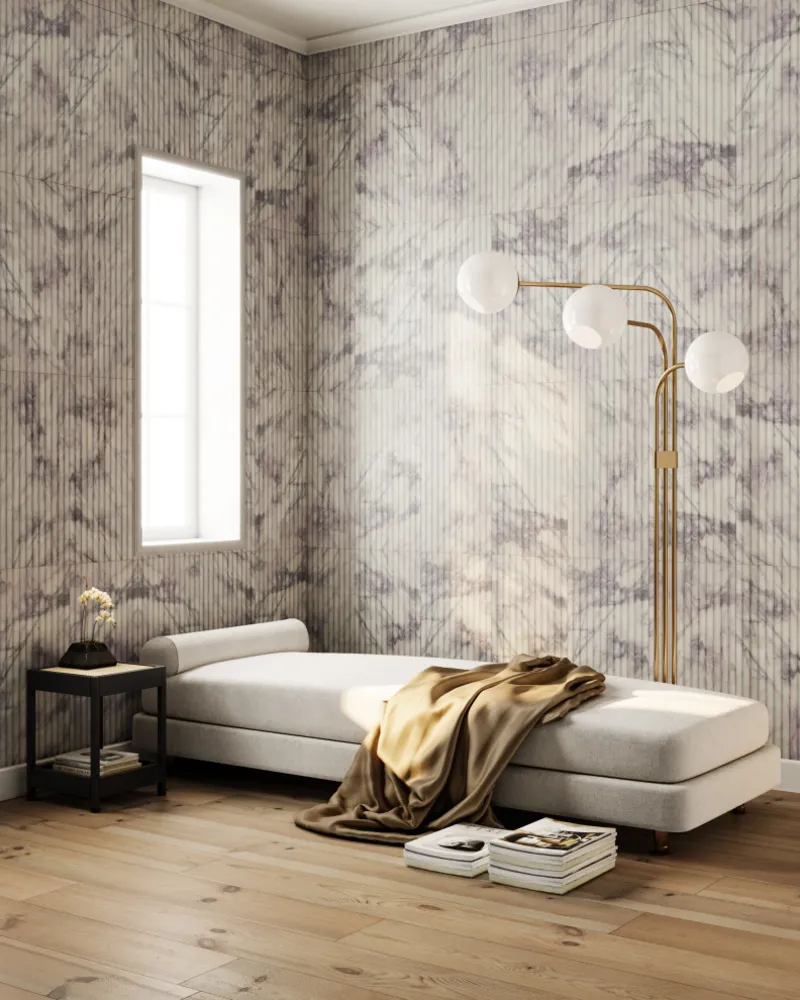 Ann Sacks Belcaro mramorová dlaždice v rýhovaném šeříku