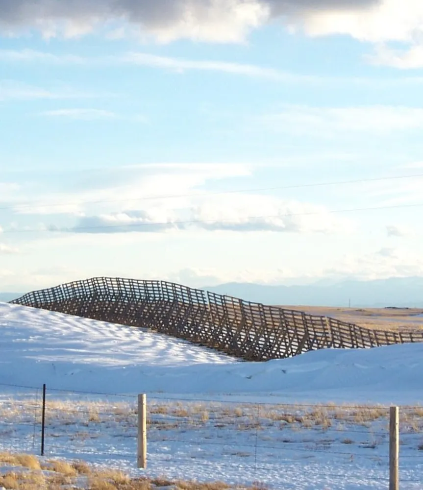 Wyoming Snow Fence in Wintertime